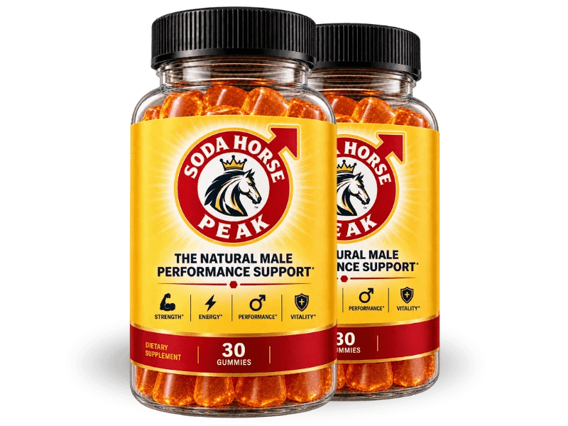 Front view of the Soda Horse supplement bottle